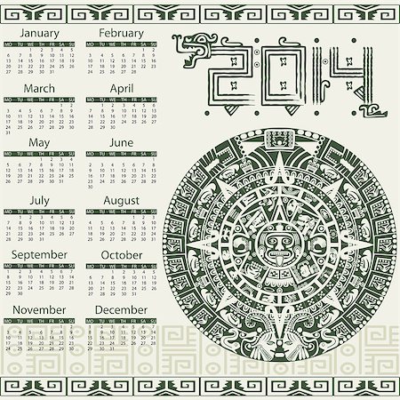 Vector calendar 2014 in mayan style Stock Photo - Budget Royalty-Free & Subscription, Code: 400-07318880