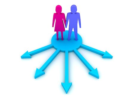 simsearch:400-07318405,k - The couple choosing the path. Concept 3D illustration. Stock Photo - Budget Royalty-Free & Subscription, Code: 400-07311628