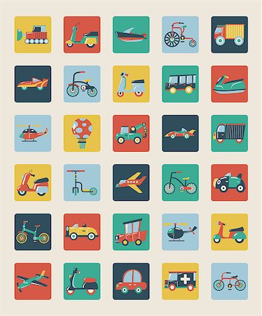 Set of flat transport icons Stock Photo - Budget Royalty-Free & Subscription, Code: 400-07312134