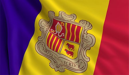 simsearch:400-06086537,k - A flag of Andorra in the wind Stock Photo - Budget Royalty-Free & Subscription, Code: 400-07313152