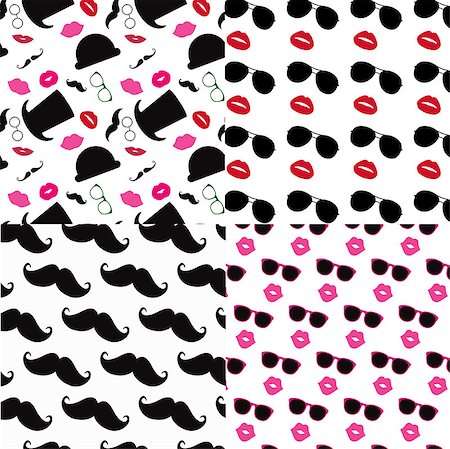 doodle lips - Vector Seamless Pattern Set Stock Photo - Budget Royalty-Free & Subscription, Code: 400-07313225
