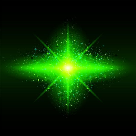 simsearch:400-07550284,k - Green glowing galaxy with bright flare in centre on black background. Photographie de stock - Aubaine LD & Abonnement, Code: 400-07313274