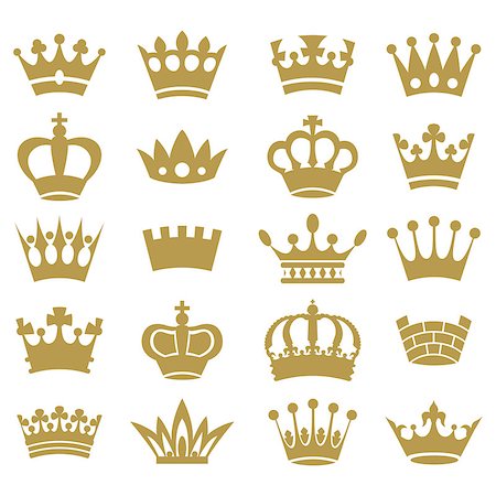 prince - Crown silhouette collection. Vector. Stock Photo - Budget Royalty-Free & Subscription, Code: 400-07313492