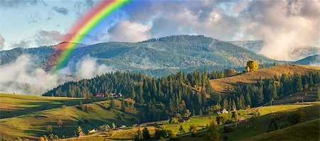 sun rainbow design - Rainbow over Mountains, majestic landscape Stock Photo - Budget Royalty-Free & Subscription, Code: 400-07313915