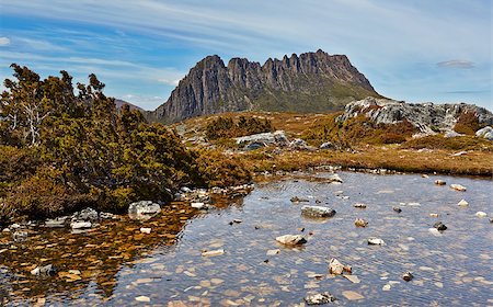 Stunning Cradle Mountain with tarn in foreground, Tasmania, Australia Stock Photo - Budget Royalty-Free & Subscription, Code: 400-07324088