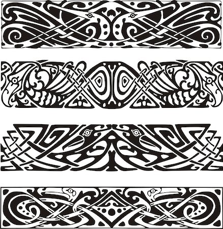 simsearch:400-06076985,k - Knot designs in celtic style with birds. Black and white vector illustrations. Stock Photo - Budget Royalty-Free & Subscription, Code: 400-07324679