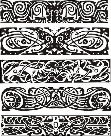 simsearch:400-06076985,k - Animalistic knot designs in celtic style. Black and white vector illustrations. Stock Photo - Budget Royalty-Free & Subscription, Code: 400-07324673