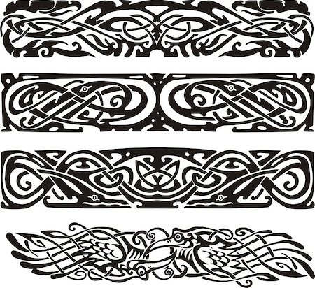 simsearch:400-06076985,k - Knot designs in celtic style with birds. Black and white vector illustrations. Stock Photo - Budget Royalty-Free & Subscription, Code: 400-07324681