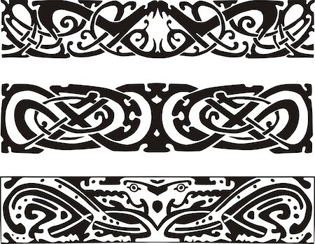 simsearch:400-06076985,k - Knot designs in celtic style with snakes and dragon. Black and white vector illustrations. Stock Photo - Budget Royalty-Free & Subscription, Code: 400-07324683