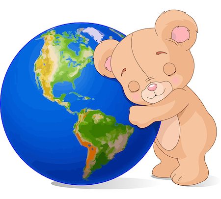 Teddy Bear hugging the Earth Stock Photo - Budget Royalty-Free & Subscription, Code: 400-07326340