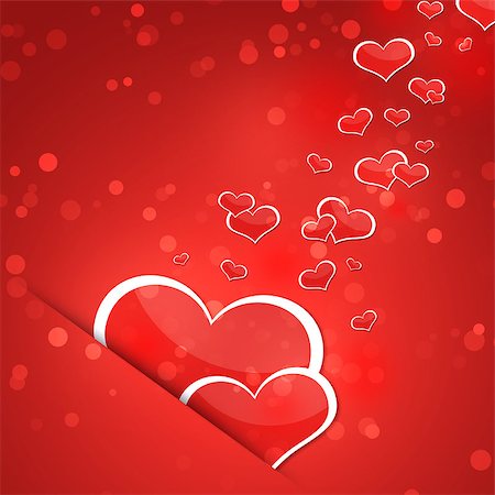 simsearch:400-05897213,k - Two red hearts. Abstract background. The concept of Valentine's Day Stock Photo - Budget Royalty-Free & Subscription, Code: 400-07327081