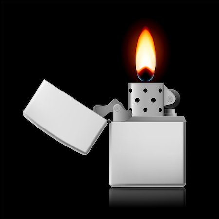 Open metal lighter with flame on black background. Stock Photo - Budget Royalty-Free & Subscription, Code: 400-07327426