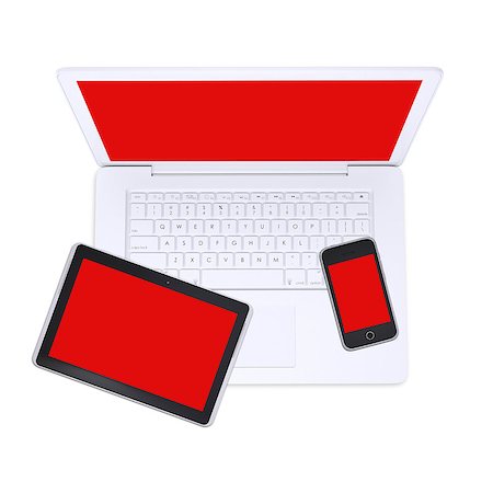 simsearch:400-04376796,k - Laptop, tablet pc and smartphone. Isolated on white background Foto de stock - Super Valor sin royalties y Suscripción, Código: 400-07327929