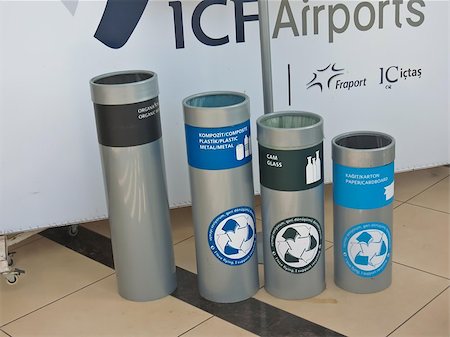 simsearch:400-04407139,k - the airport in Turkey four types of urns designed for different types of waste Stock Photo - Budget Royalty-Free & Subscription, Code: 400-07328015