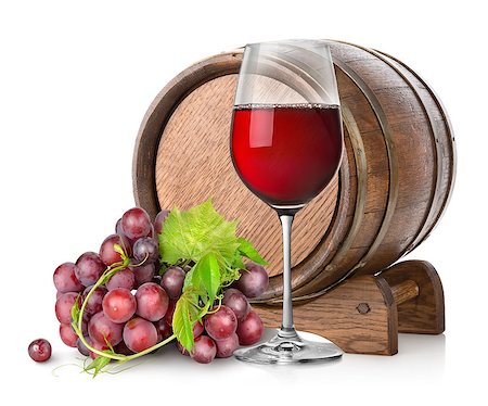 simsearch:400-06923729,k - Wineglass with grape and barrel isolated on white Stock Photo - Budget Royalty-Free & Subscription, Code: 400-07329782