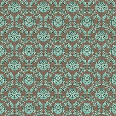 simsearch:400-05879441,k - Damask seamless floral pattern. Royal wallpaper. Floral ornaments on a brown background. Vector illustration. Stock Photo - Budget Royalty-Free & Subscription, Code: 400-07320344