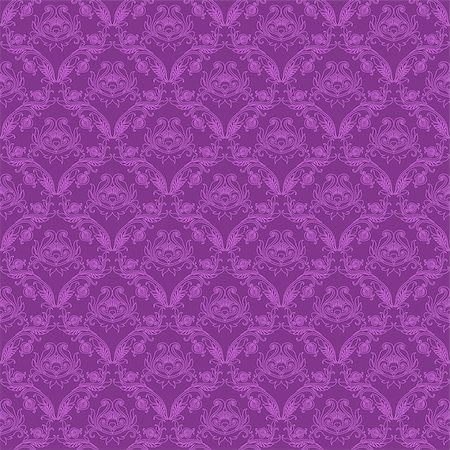 simsearch:400-05888512,k - Damask seamless floral pattern. Royal wallpaper. Floral ornaments on a purple background. Vector illustration. Stock Photo - Budget Royalty-Free & Subscription, Code: 400-07320345