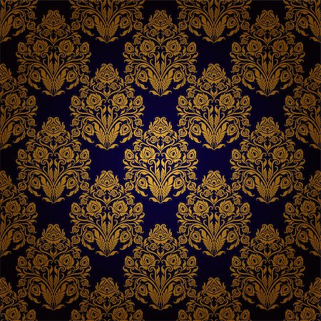 simsearch:400-05879441,k - Damask seamless floral pattern. Royal wallpaper. Floral ornaments on a dark background. Vector illustration EPS 10 Stock Photo - Budget Royalty-Free & Subscription, Code: 400-07320360