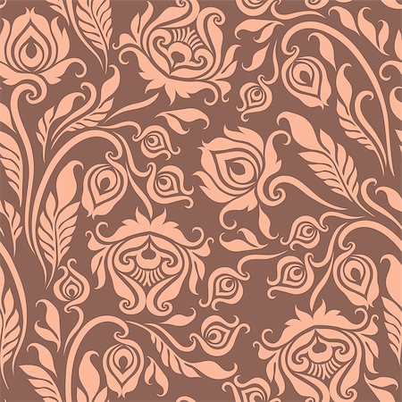 simsearch:400-05879441,k - Vector seamless  floral pattern. Beige flowers on a brown background. Stock Photo - Budget Royalty-Free & Subscription, Code: 400-07320362