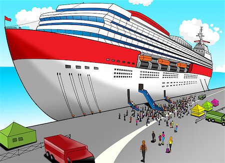 simsearch:400-04793526,k - Cartoon illustration of a cruise liner Stock Photo - Budget Royalty-Free & Subscription, Code: 400-07320584