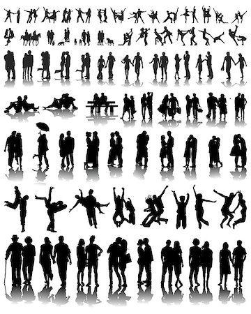 Silhouettes with  shadows of couples, vector Stock Photo - Budget Royalty-Free & Subscription, Code: 400-07320712