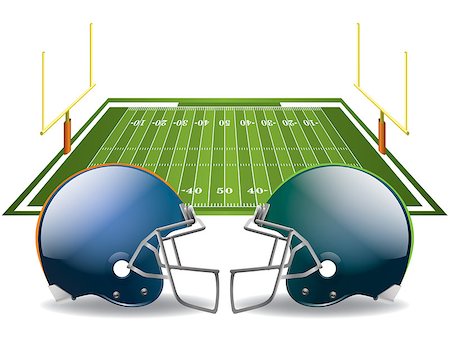 pigskin - Vector illustration of american football helmets on a field. Vector EPS 10. EPS file contains transparencies and gradient mesh in the dropshadows. Stock Photo - Budget Royalty-Free & Subscription, Code: 400-07321435