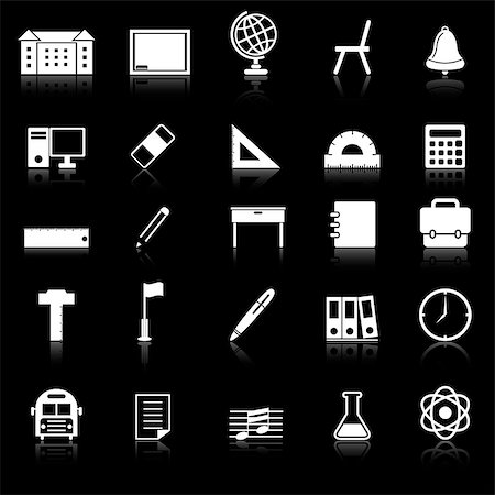 simsearch:400-05918073,k - School icons with reflect on black background, stock vector Photographie de stock - Aubaine LD & Abonnement, Code: 400-07322434