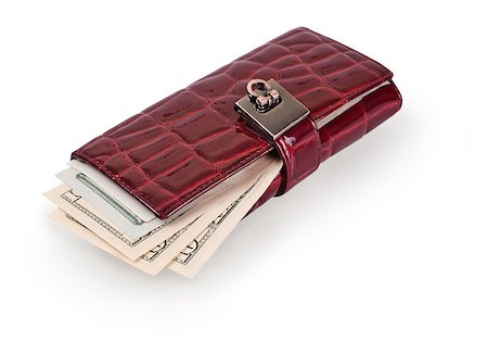 violet wallet with dollars on a white background Stock Photo - Budget Royalty-Free & Subscription, Code: 400-07322603