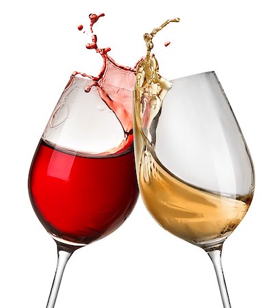 Splashes of wine in two wineglasses isolated on white Stock Photo - Budget Royalty-Free & Subscription, Code: 400-07337580