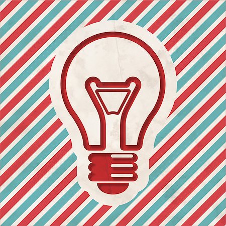 simsearch:400-04265413,k - Light Bulb Icon on Red and Blue Striped Background. Vintage Concept in Flat Design. Stock Photo - Budget Royalty-Free & Subscription, Code: 400-07338042