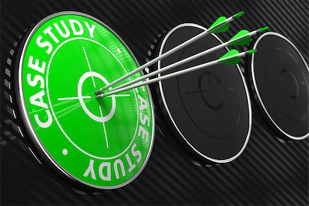 simsearch:400-07337983,k - Case Study. Three Arrows Hitting the Center of Green Target on Black Background. Stock Photo - Budget Royalty-Free & Subscription, Code: 400-07338699