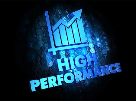 High Performance Concept - Blue Color Text with Growth Chart Icon on Dark Digital Background. Stock Photo - Budget Royalty-Free & Subscription, Code: 400-07338798