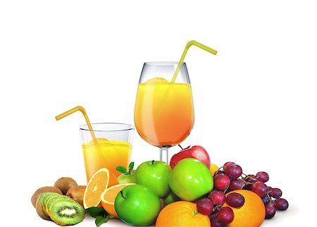 simsearch:400-06069331,k - Glasses of Juices with Fresh Fruits Stock Photo - Budget Royalty-Free & Subscription, Code: 400-07330095