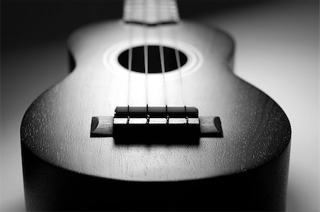 Close-up of texture on a ukulele. Black and White image. Stock Photo - Budget Royalty-Free & Subscription, Code: 400-07330890