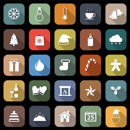 simsearch:400-04149556,k - Winter flat icons with long shadow, stock vector Stock Photo - Budget Royalty-Free & Subscription, Code: 400-07331317