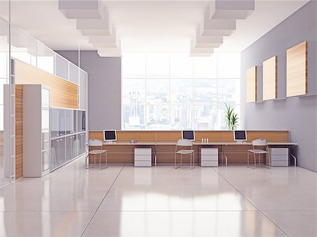 empty room 3d rendering - the modern office interior design Stock Photo - Budget Royalty-Free & Subscription, Code: 400-07332252