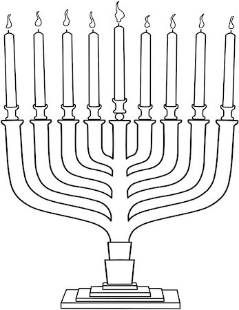 simsearch:400-07329068,k - Vector illustration coloring page of Hanukkiah with candles for the Jewish holiday Hanukkah. Stock Photo - Budget Royalty-Free & Subscription, Code: 400-07332395