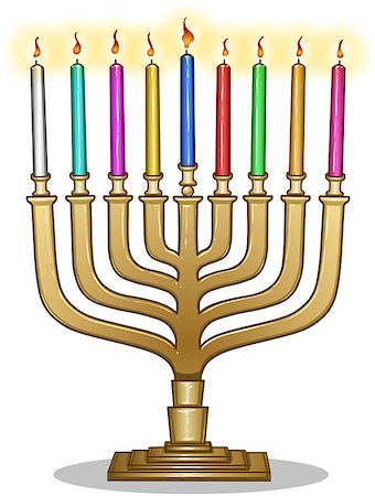 simsearch:400-06069331,k - Vector illustration of Hanukkiah with candles for the Jewish holiday Hanukkah. Stock Photo - Budget Royalty-Free & Subscription, Code: 400-07332396