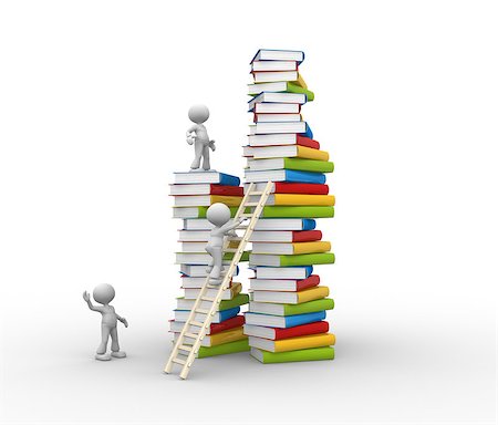 3d people - man, person and stack of books. Aspiration to knowledge! Stock Photo - Budget Royalty-Free & Subscription, Code: 400-07332786