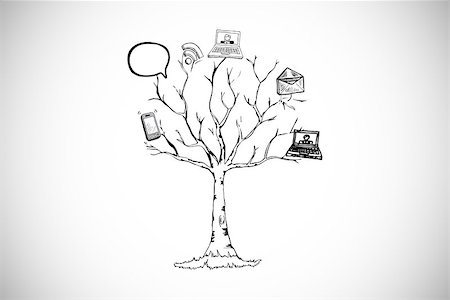 Application tree doodle against white background with vignette Stock Photo - Budget Royalty-Free & Subscription, Code: 400-07346779