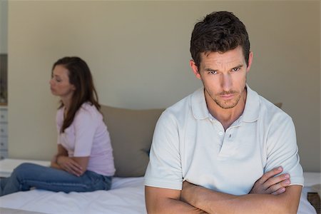 simsearch:400-07343634,k - Unhappy couple not talking after an argument in bed at home Stock Photo - Budget Royalty-Free & Subscription, Code: 400-07346838
