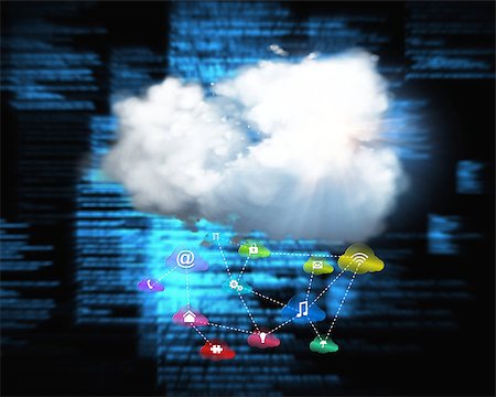 Cloud computing background against blue blurred texts Photographie de stock - Aubaine LD & Abonnement, Code: 400-07343846