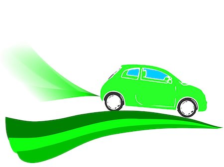 ecological cars cartoons - Eco, friendly environment car isolated on a white background Stock Photo - Budget Royalty-Free & Subscription, Code: 400-07406661