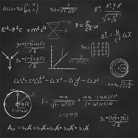 simsearch:400-04917346,k - Background with blackboard, with relativity and string theory equations, formulas and hand drawings. Stock Photo - Budget Royalty-Free & Subscription, Code: 400-07409617