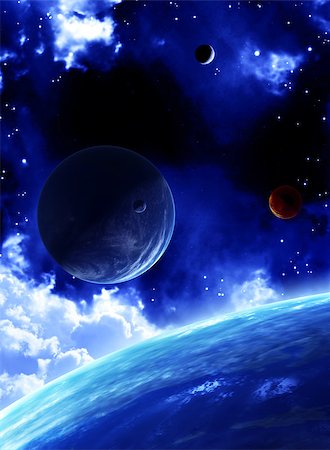 simsearch:400-04296185,k - A beautiful space scene with planets and nebula Stock Photo - Budget Royalty-Free & Subscription, Code: 400-07414606