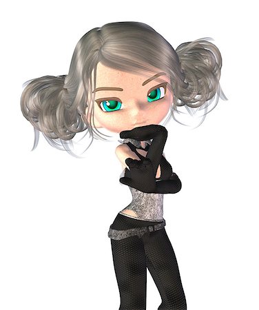 simsearch:400-04856416,k - Digitally rendered image of a cute cartoon girl in modern outfit. Stock Photo - Budget Royalty-Free & Subscription, Code: 400-07414905