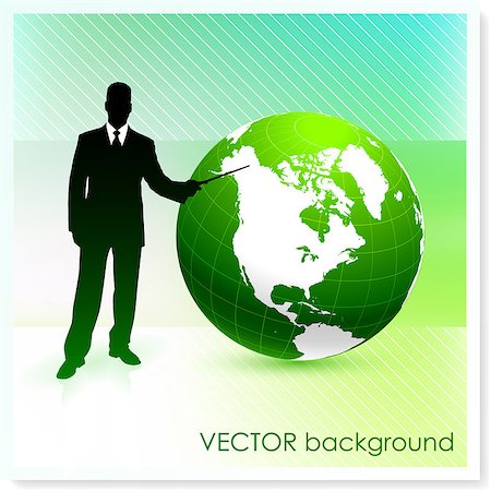 Businessman with Globe on Vector Background Original Illustration Stock Photo - Budget Royalty-Free & Subscription, Code: 400-07415777