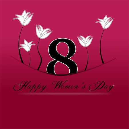 simsearch:400-07418602,k - Happy Women's Day on March 8th. 8 march tucked with pocket on a red background with white flowers. Stock Photo - Budget Royalty-Free & Subscription, Code: 400-07416464