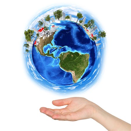 Hands holding earth. Isolated on white background Stock Photo - Budget Royalty-Free & Subscription, Code: 400-07419704