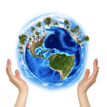 Hands holding earth. Isolated on white background Stock Photo - Budget Royalty-Free & Subscription, Code: 400-07419717
